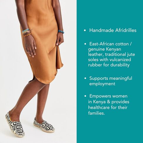 Ubuntu Life Afridrilles - حذاء قماشي نسائي أفريقي مصنوع من الجوت الطبيعي والقطن، حذاء قماشي سهل الارتداء مصنوع يدويًا للنساء، مقاسات 6-11 in Kuwait