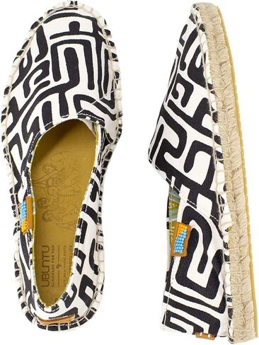 Ubuntu Life Afridrilles - حذاء قماشي نسائي أفريقي مصنوع من الجوت الطبيعي والقطن، حذاء قماشي سهل الارتداء مصنوع يدويًا للنساء، مقاسات 6-11 in Kuwait