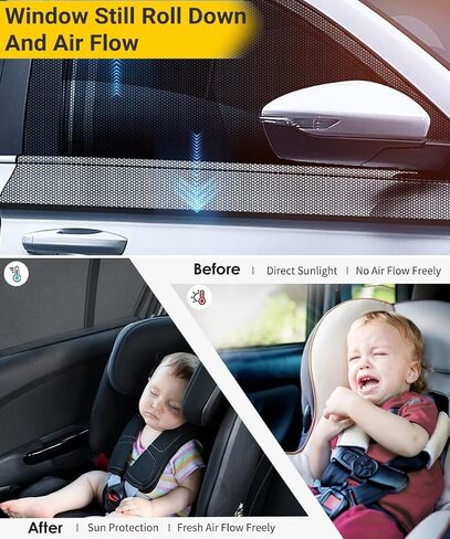 T Tersely 2 Packs Window Sock【No need adhesive tapes】Car Window Sun Shade Breathable Elastic Mesh Car Rear Side Window Shade-Universal Fit for Most of Cars-Protect Kids from The Sun-Cover Full Windows in Saudi Arabia