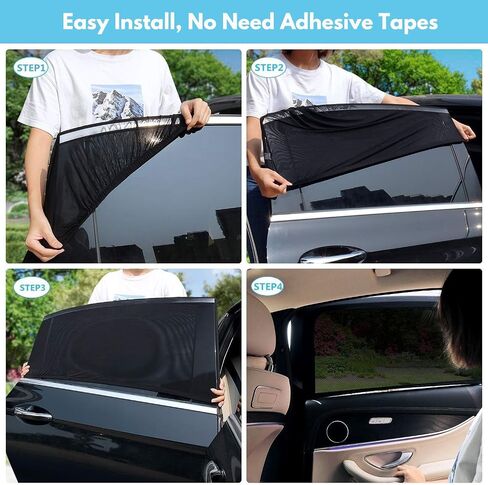 T Tersely 2 Packs Window Sock【No need adhesive tapes】Car Window Sun Shade Breathable Elastic Mesh Car Rear Side Window Shade-Universal Fit for Most of Cars-Protect Kids from The Sun-Cover Full Windows in Saudi Arabia