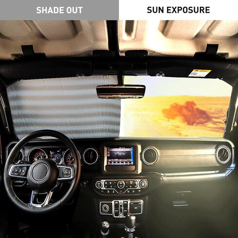 Savadicar Windshield Sun Shade for 2018-2024 Jeep Wrangler JL JLU & Gladiator JT, Sunshades Heat Shield, Aluminum Foil Triple Laminate Structure, Silver in Saudi Arabia