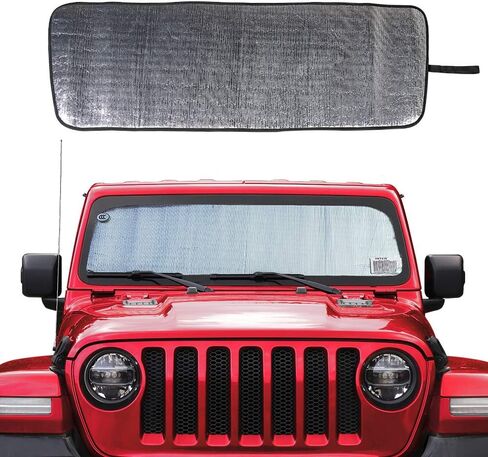 Savadicar Windshield Sun Shade for 2018-2024 Jeep Wrangler JL JLU & Gladiator JT, Sunshades Heat Shield, Aluminum Foil Triple Laminate Structure, Silver in Saudi Arabia
