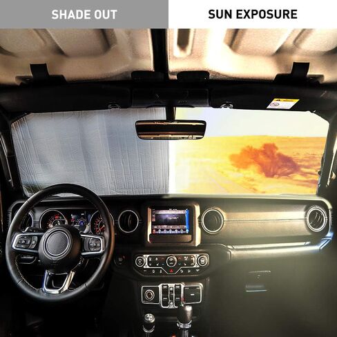 Savadicar Windshield Sun Shade for 2018-2024 Jeep Wrangler JL JLU & Gladiator JT, Sunshades Heat Shield, Aluminum Foil Triple Laminate Structure, Silver in Saudi Arabia