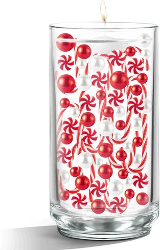 57pcs Christmas Vase Filler Accessories, Set of Artificial Pine Cones, Holly Berry, Faux Pine Needle Tree Branches, Floating Candle, String Light, Xmas Vase Filler Table Centerpiece Decor in Saudi Arabia