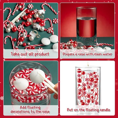 57pcs Christmas Vase Filler Accessories, Set of Artificial Pine Cones, Holly Berry, Faux Pine Needle Tree Branches, Floating Candle, String Light, Xmas Vase Filler Table Centerpiece Decor in Saudi Arabia