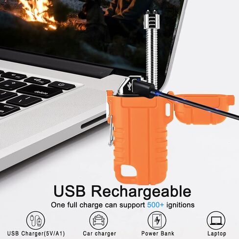 ARECTECH Electric Lighter Rechargeable Arc Lighter, Waterproof Plasma Lighter with Flexible Neck,Windproof Lighter Flameless for Candle Outdoor Camping (Black) in Saudi Arabia