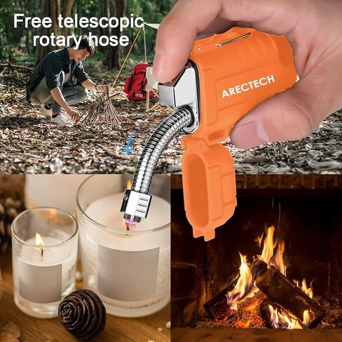 ARECTECH Electric Lighter Rechargeable Arc Lighter, Waterproof Plasma Lighter with Flexible Neck,Windproof Lighter Flameless for Candle Outdoor Camping (Black) in Saudi Arabia