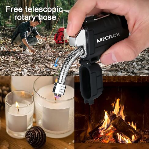 ARECTECH Electric Lighter Rechargeable Arc Lighter, Waterproof Plasma Lighter with Flexible Neck,Windproof Lighter Flameless for Candle Outdoor Camping (Black) in Saudi Arabia