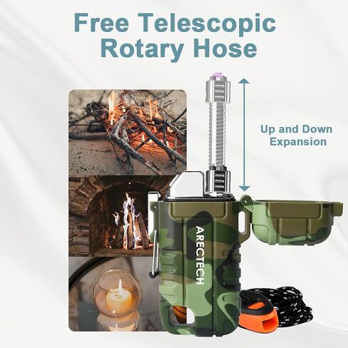 ARECTECH Electric Lighter Rechargeable Arc Lighter, Waterproof Plasma Lighter with Flexible Neck,Windproof Lighter Flameless for Candle Outdoor Camping (Black) in Kuwait