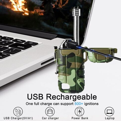 ARECTECH Electric Lighter Rechargeable Arc Lighter, Waterproof Plasma Lighter with Flexible Neck,Windproof Lighter Flameless for Candle Outdoor Camping (Black) in Kuwait