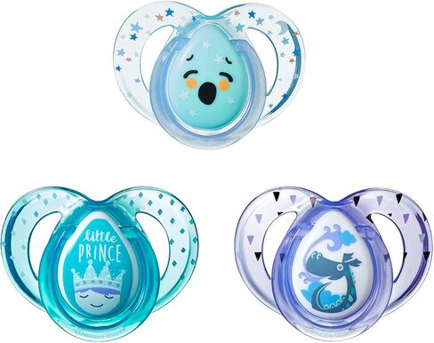 لهايات تومي تيبي ليلاً ونهارًا، تصميم متماثل، لهايات سيليكون خالية من مادة BPA، مقاس 18-36 شهرًا، عدد 3، قد تختلف الألوان والتصميمات in Kuwait