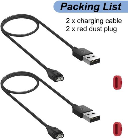 Charger for Garmin Approach S10 S12 S40 S42 S60 S70 X10 G12, Replacement USB Charging Cable Cord with with Red Charger Port Dust Plug for Garmin Watch (2Pack) in Saudi Arabia