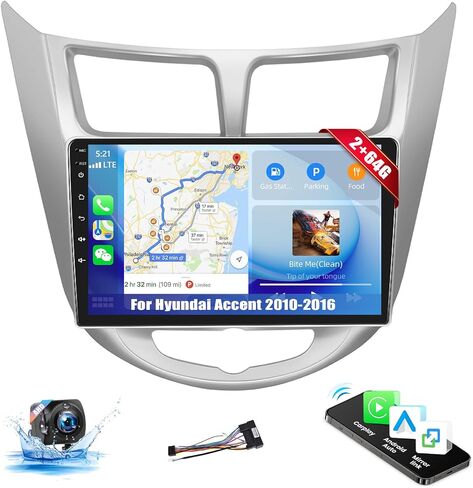 2G+64G Android 13 Car Stereo for Hyundai Solaris Verna Accent Reina 2010-2016 with Wireless Apple Carplay Android Auto,9'' Touchscreen Car Radio with GPS Navigation,Bluetooth,WiFi/FM/RDS+Backup Camera in Saudi Arabia