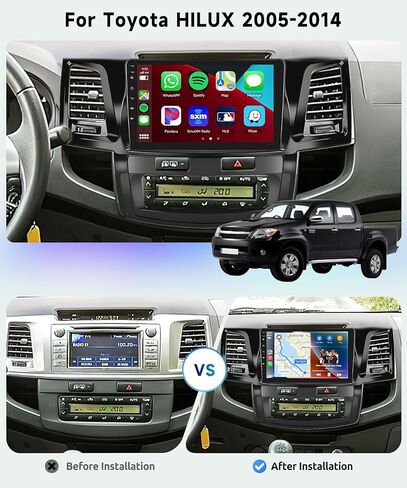 راديو سيارة 8 Core+6G+128G لسيارة Toyota HILUX 2005-2014، ستيريو سيارة Apple Carplay Android Auto لاسلكي، شاشة لمس IPS 9 بوصة مع WiFi، GPS، بلوتوث، FM/RDS، 32EQ DSP، كاميرا خلفية in Saudi Arabia