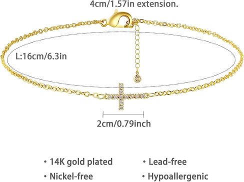 Cross Bracelets for Women 14k Gold Plated Adjustable Trendy Bracelet Gifts for Girls Jewelry in Saudi Arabia