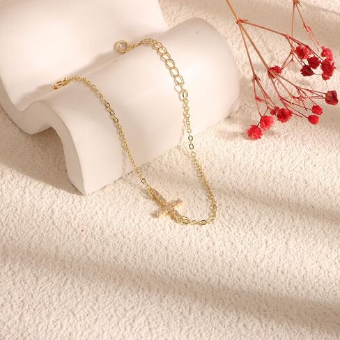 Cross Bracelets for Women 14k Gold Plated Adjustable Trendy Bracelet Gifts for Girls Jewelry in Saudi Arabia