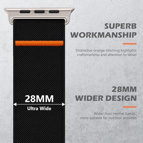 SNBLK Sport Stretchy Nylon Band for Apple Watch Band for Apple Watch Ultra 2 Band/Apple Watch Ultra Band 49mm, iWatch Series 9/8/7/6/5/4/3/2/1/SE 45mm/44mm/42mm Solo Loop Wide Replacement Strap Men in Kuwait