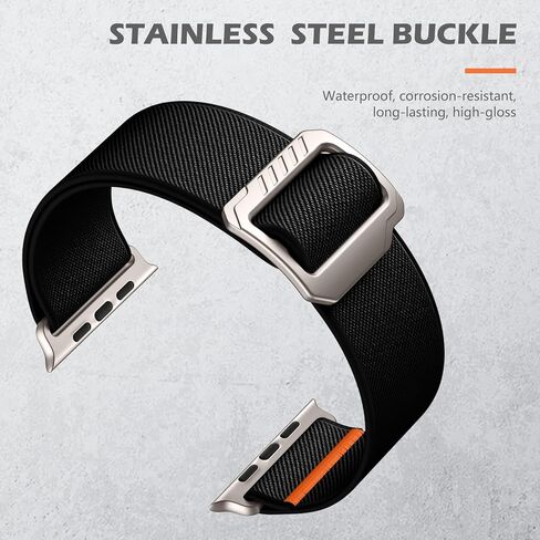 SNBLK Sport Stretchy Nylon Band for Apple Watch Band for Apple Watch Ultra 2 Band/Apple Watch Ultra Band 49mm, iWatch Series 9/8/7/6/5/4/3/2/1/SE 45mm/44mm/42mm Solo Loop Wide Replacement Strap Men in Kuwait