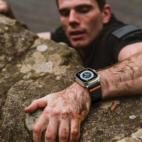 SNBLK Sport Stretchy Nylon Band for Apple Watch Band for Apple Watch Ultra 2 Band/Apple Watch Ultra Band 49mm, iWatch Series 9/8/7/6/5/4/3/2/1/SE 45mm/44mm/42mm Solo Loop Wide Replacement Strap Men in Kuwait