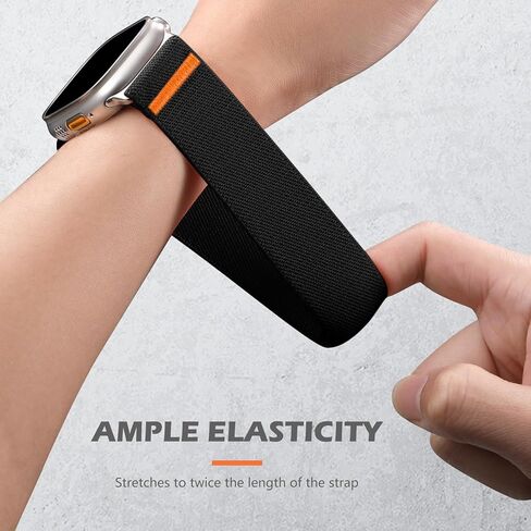 SNBLK Sport Stretchy Nylon Band for Apple Watch Band for Apple Watch Ultra 2 Band/Apple Watch Ultra Band 49mm, iWatch Series 9/8/7/6/5/4/3/2/1/SE 45mm/44mm/42mm Solo Loop Wide Replacement Strap Men in Kuwait