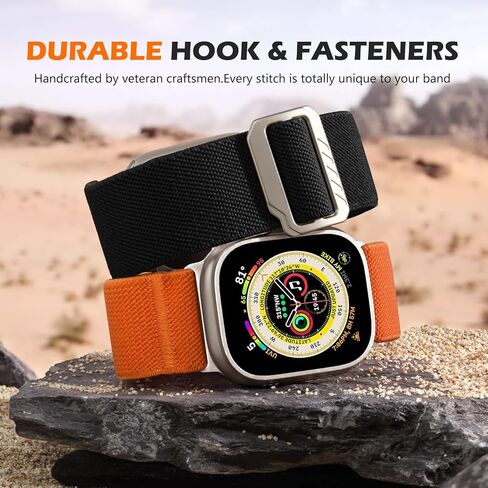 SNBLK Sport Stretchy Nylon Band for Apple Watch Band for Apple Watch Ultra 2 Band/Apple Watch Ultra Band 49mm, iWatch Series 9/8/7/6/5/4/3/2/1/SE 45mm/44mm/42mm Solo Loop Wide Replacement Strap Men in Kuwait