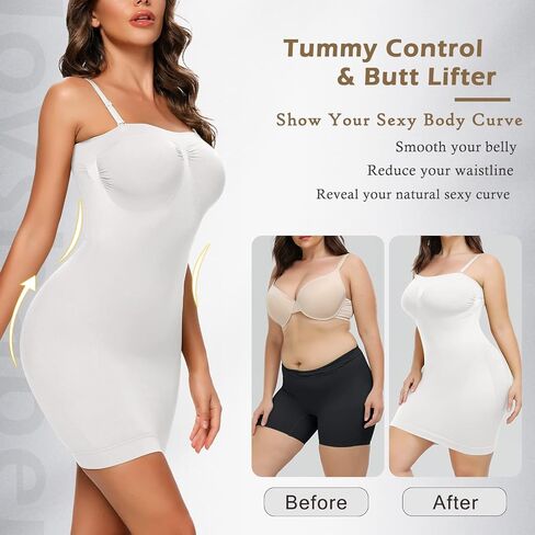 JOYSHAPER Women's Strapless Shapewear Slips for Under Dresses Adjustable Tummy Control Slip Cami Dress Body Shaper in Saudi Arabia