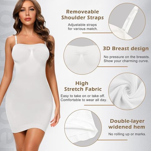 JOYSHAPER Women's Strapless Shapewear Slips for Under Dresses Adjustable Tummy Control Slip Cami Dress Body Shaper in Saudi Arabia