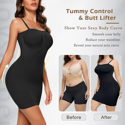 JOYSHAPER Women's Strapless Shapewear Slips for Under Dresses Adjustable Tummy Control Slip Cami Dress Body Shaper in Saudi Arabia