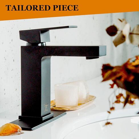 Single Hole Bathroom Faucet Matte Black, Oakland Modern Single Handle Bathroom Faucet Solid Brass Bathroom Sink Faucet Vanity Faucet with Pop up Drain Assembly Supply Line (Black) in Saudi Arabia