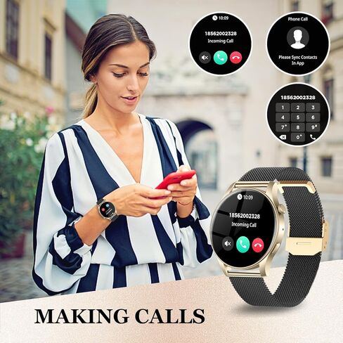 2024 Smart Watches for Women (Answer/Make Call), 1.43" AMOLED Always On Display SmartWatch for Android IOS, IP67 Waterproof 120+ Sports Modes Fitness Activity Tracker, Heart Rate Sleep Monitor, Gold in Kuwait