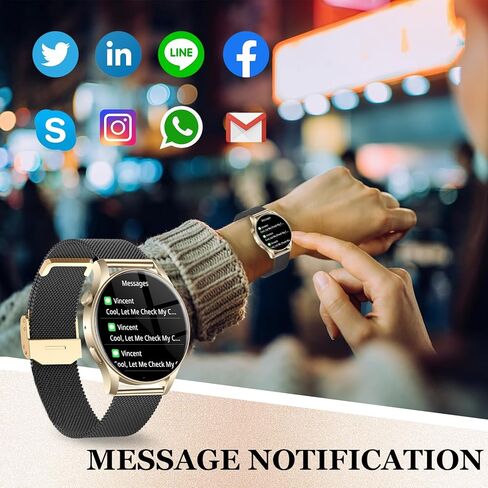 2024 Smart Watches for Women (Answer/Make Call), 1.43" AMOLED Always On Display SmartWatch for Android IOS, IP67 Waterproof 120+ Sports Modes Fitness Activity Tracker, Heart Rate Sleep Monitor, Gold in Kuwait