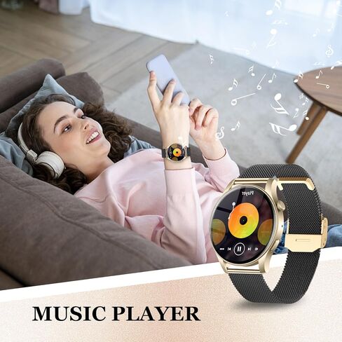 2024 Smart Watches for Women (Answer/Make Call), 1.43" AMOLED Always On Display SmartWatch for Android IOS, IP67 Waterproof 120+ Sports Modes Fitness Activity Tracker, Heart Rate Sleep Monitor, Gold in Kuwait