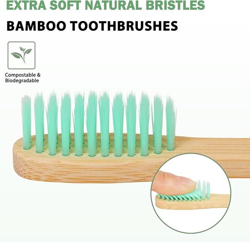 Bamboo Toothbrushes (8 Count) BPA Free Soft Bristles Natural Toothbrush Set - Biodegradable & Compostable Eco-Friendly Wooden Toothbrush in Saudi Arabia