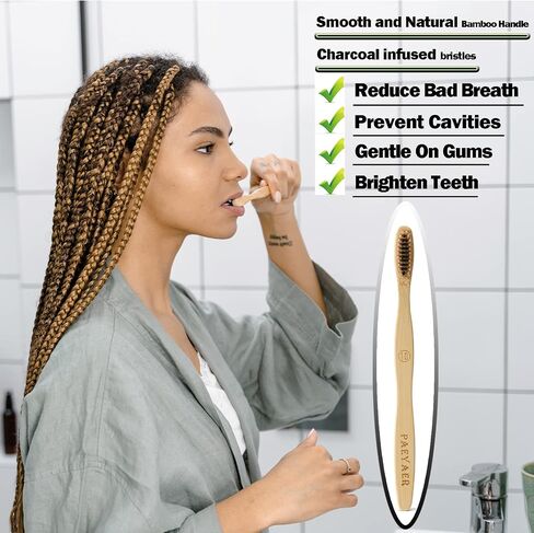 Bamboo Toothbrushes (8 Count) BPA Free Soft Bristles Natural Toothbrush Set - Biodegradable & Compostable Eco-Friendly Wooden Toothbrush in Saudi Arabia