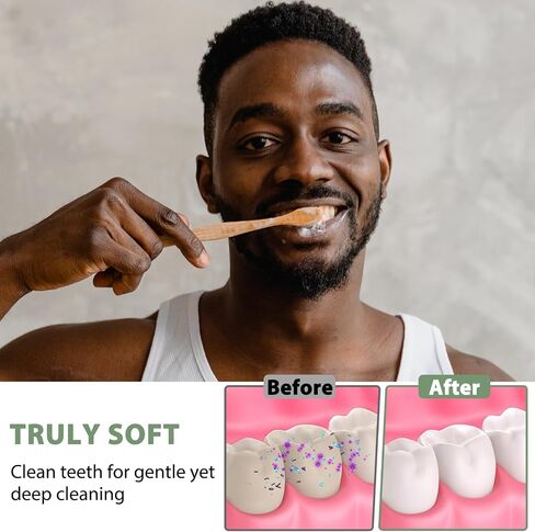 Bamboo Toothbrushes (8 Count) BPA Free Soft Bristles Natural Toothbrush Set - Biodegradable & Compostable Eco-Friendly Wooden Toothbrush in Saudi Arabia