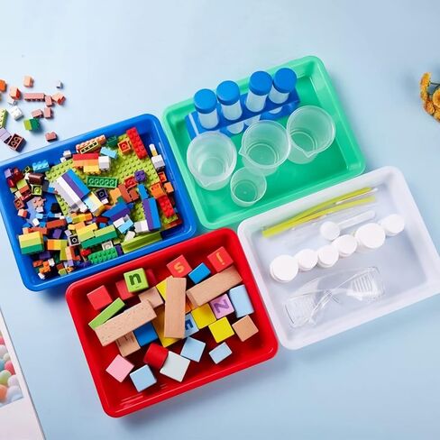WUWEOT 12 Pack Plastic Activity Tray, 13.4"X9.8" Arts and Crafts Organizer Tray, Multicolor Serving Tray for Slime and Sensory Toys, School Home Arts and Crafts, DIY Projects, Painting, Beads Supply in Saudi Arabia
