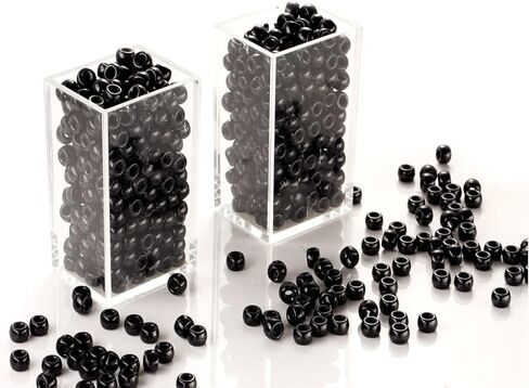 Black Pony Beads(1200Pcs 6x9mm) Hair Beads,Pony Beads Bulk,Beads for Bracelets Making,Beads for Hair Braids (Black) in Kuwait