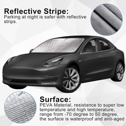 مظلة السيارة الأمامية للزجاج الأمامي: موديل Y مظلة شمسية لطراز تسلا 3/Y 2016-2023 مظلة شمسية قابلة للطي 4 طبقات حماية من الأشعة فوق البنفسجية والحرارة للزجاج الأمامي موديل 3/Y ملحقات in Kuwait