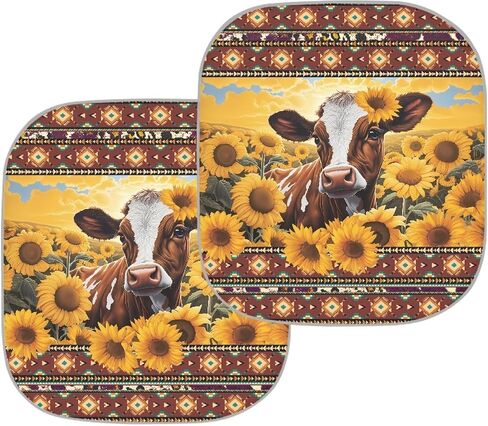 Boho Floral Print 2-Piece Sun Shade Front Windshield - Foldable Car Front Window Sunshades for Most Sedans SUV Truck,Reflective Material Blocks 99% UV Rays and Keeps Your Vehicle Cool in Saudi Arabia