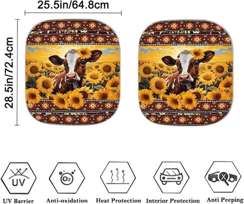 Boho Floral Print 2-Piece Sun Shade Front Windshield - Foldable Car Front Window Sunshades for Most Sedans SUV Truck,Reflective Material Blocks 99% UV Rays and Keeps Your Vehicle Cool in Saudi Arabia