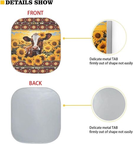 Boho Floral Print 2-Piece Sun Shade Front Windshield - Foldable Car Front Window Sunshades for Most Sedans SUV Truck,Reflective Material Blocks 99% UV Rays and Keeps Your Vehicle Cool in Saudi Arabia