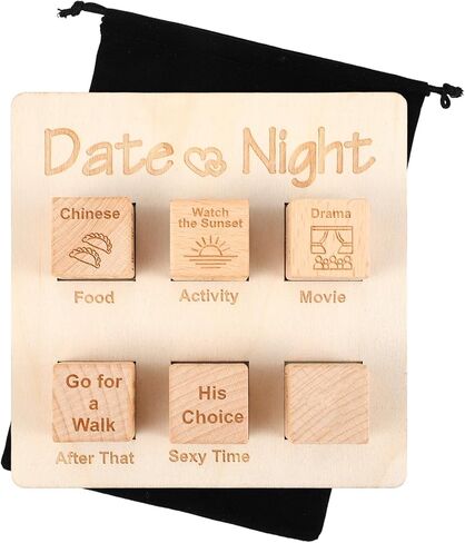 تاريخ الليل النرد للأزواج، ألعاب النرد زوجين مضحكة للبالغين له، مجموعة النرد تاريخ خشبي زوجين قرار النرد هدية عيد الحب in Kuwait
