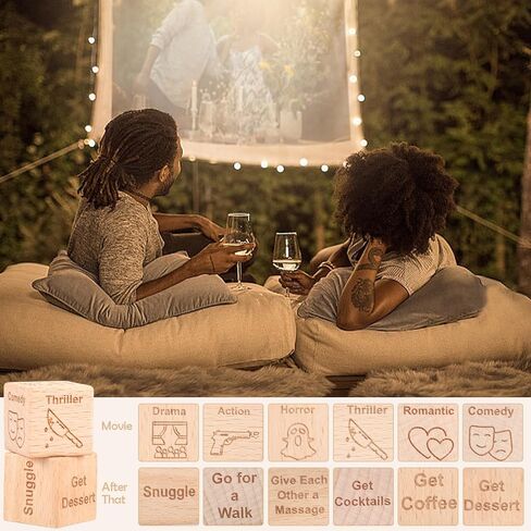 تاريخ الليل النرد للأزواج، ألعاب النرد زوجين مضحكة للبالغين له، مجموعة النرد تاريخ خشبي زوجين قرار النرد هدية عيد الحب in Kuwait