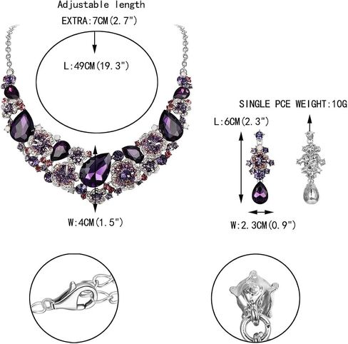 EVER FAITH Women's Austrian Crystal Teardrop Camellia Necklace Earrings Set for Prom, Bridal in Saudi Arabia