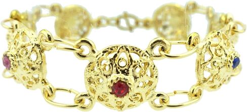 Thai Traditional Gold Plated Multicolor Crystals Necklace Earrings Bracelet Jewelry Set 18 Inches in Saudi Arabia