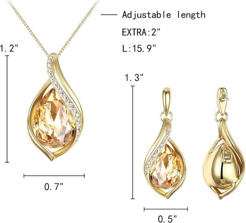 EleQueen Austrian Crystal Teardrop Pendant Necklace Dangle Earrings Jewelry Sets for Women Her, Valentine's Day/Mother's Day/Christmas Jewelry Gift for Girlfriend/Mom in Saudi Arabia