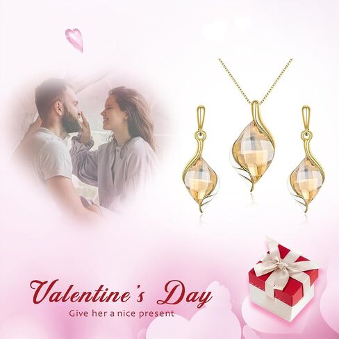 EleQueen Austrian Crystal Teardrop Pendant Necklace Dangle Earrings Jewelry Sets for Women Her, Valentine's Day/Mother's Day/Christmas Jewelry Gift for Girlfriend/Mom in Saudi Arabia