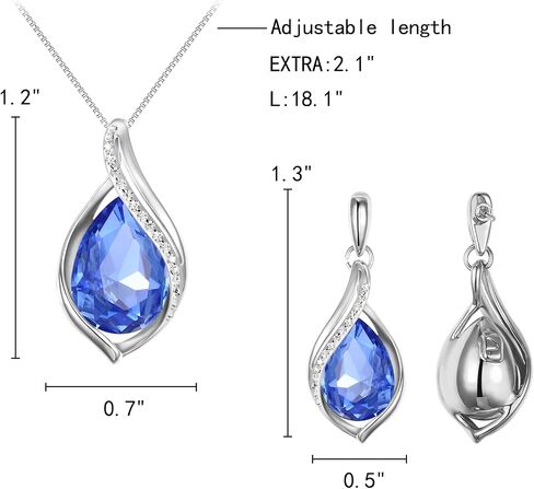 EleQueen Austrian Crystal Teardrop Pendant Necklace Dangle Earrings Jewelry Sets for Women Her, Valentine's Day/Mother's Day/Christmas Jewelry Gift for Girlfriend/Mom in Saudi Arabia