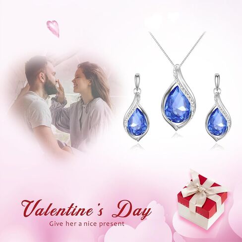 EleQueen Austrian Crystal Teardrop Pendant Necklace Dangle Earrings Jewelry Sets for Women Her, Valentine's Day/Mother's Day/Christmas Jewelry Gift for Girlfriend/Mom in Saudi Arabia