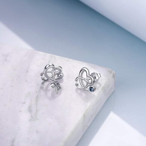 AOBOCO Sterling Silver Stethoscope Jewelry Nurse Necklace and Earrings Set with Blue Birthstone Crystals from Austria, Medical Student RN Registered Nurse Gifts for Women in Saudi Arabia